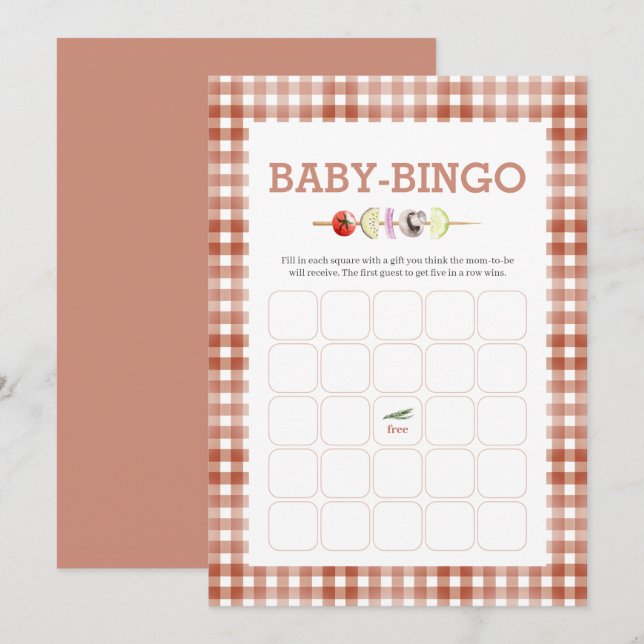 Carte de Baby Bingo au bébé à l'aquarelle (Devant / Derrière)