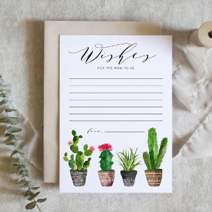 Carte de Baby shower Boho Poted Cactus well Wings