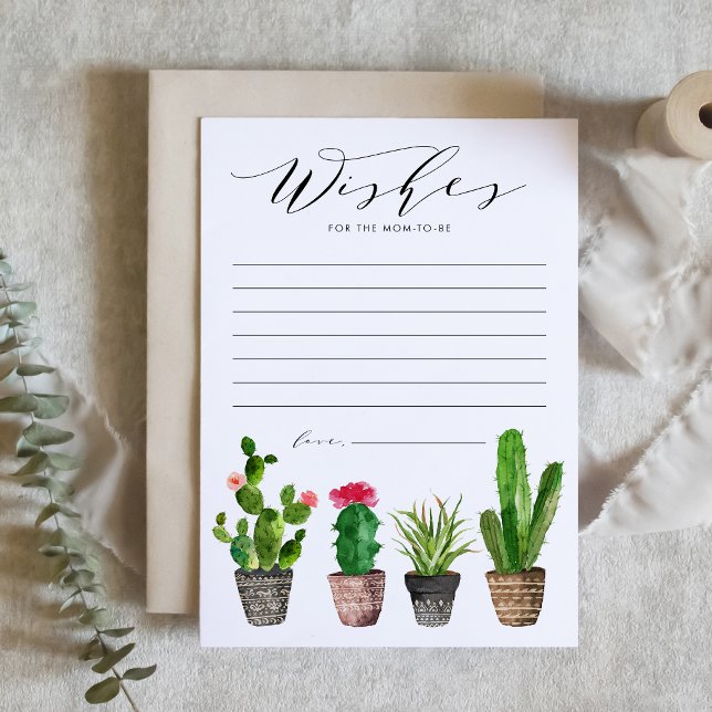 Carte de Baby shower Boho Poted Cactus well Wings (Créateur téléchargé)