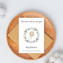 Carte de Baby Shower Chapeau de Bébé Eucalyptus