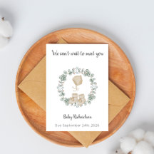 Carte de Baby Shower Chapeau et Chaussons Bébé Euc