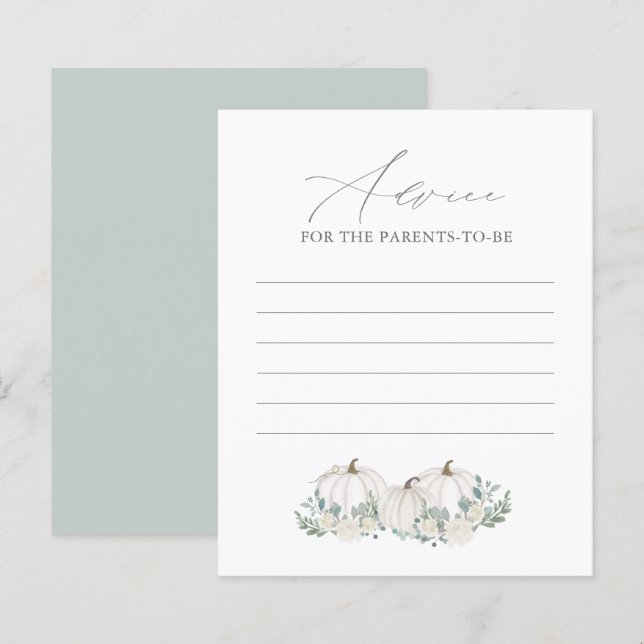 Carte de Baby shower Citrouille Floral Greenery (Devant / Derrière)