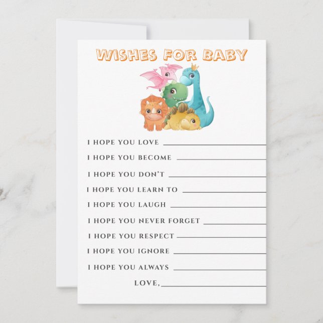 Carte de Baby shower colorée Mignonne Dinosaures (Devant)