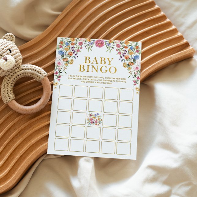 Carte de Baby shower de  de Bingo Fleur sauvage co (Créateur téléchargé)