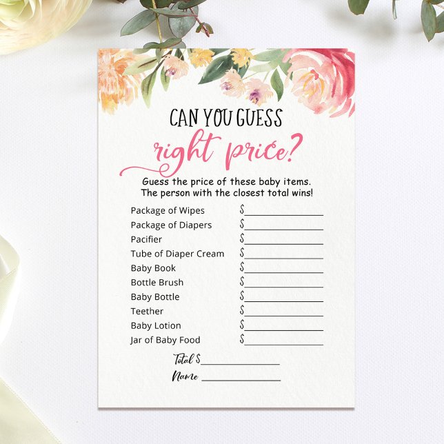 Carte de Baby shower de jeu de prix de droit de de (Créateur téléchargé)