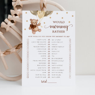 Carte de Baby shower de jeu pour maman Plutôt