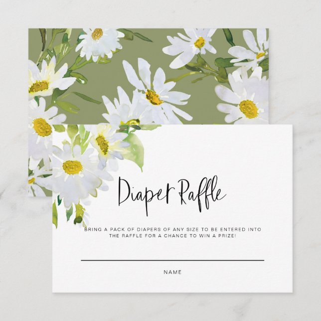 Carte de Baby shower de la marguerite blanche (Devant / Derrière)