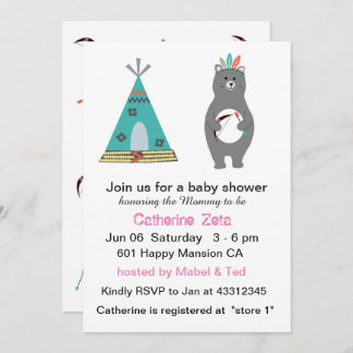 Carte de Baby shower de l'ours tribal