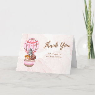 Carte de Baby shower de Merci à air chaud rose