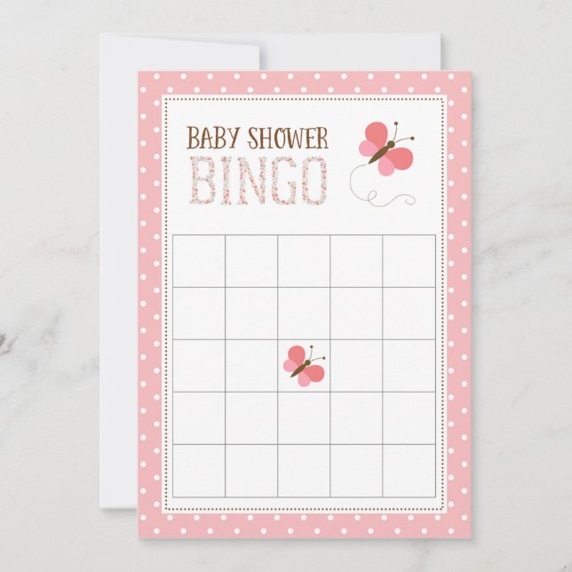 Carte de Baby shower de papillon rose (Devant)