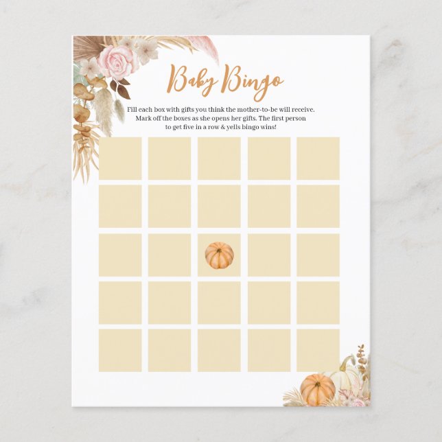 Carte de Baby shower de petit Citrouille Boho (Devant)