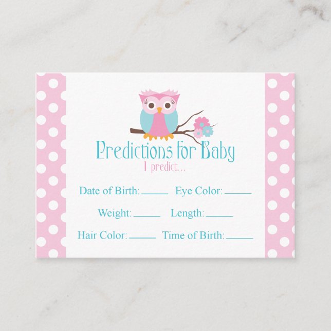 Carte de Baby shower de prédictions de Chouette ro (Devant)
