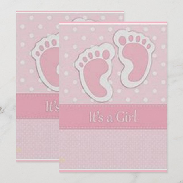 carte de baby shower d'empreintes (Devant / Derrière)