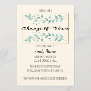 Carte de Baby shower des modifications de régime d