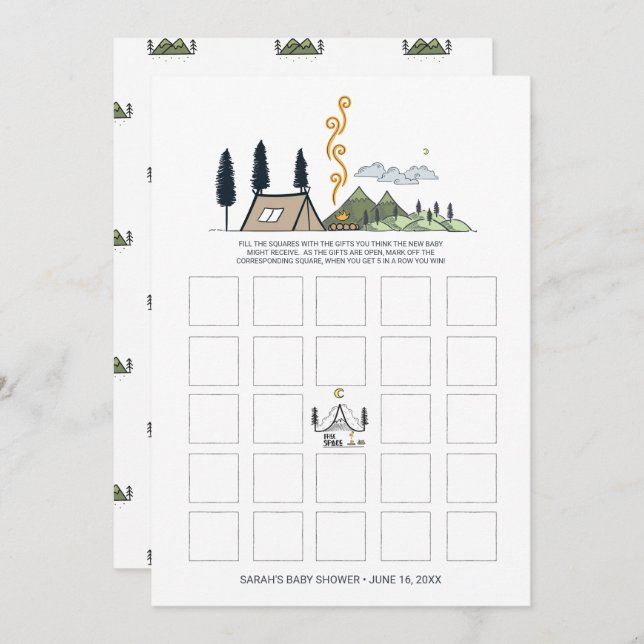 Carte de baby shower | L'aventure commence (Devant / Derrière)