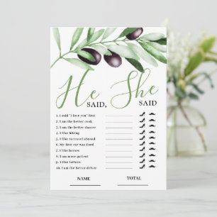Carte de Baby Shower Mariage Branche d'Olivier 'Il