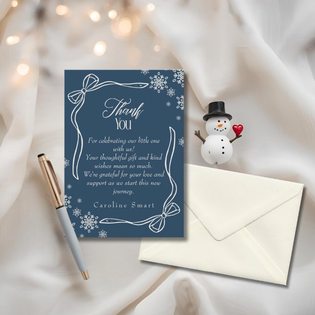 Carte de Baby shower Merci Coquette hiver (Winter Coquette Thank You Baby Shower Card)