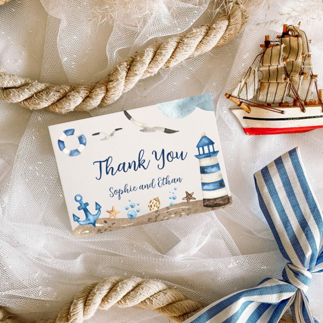 Carte de Baby shower Merci nautique (Créateur téléchargé)