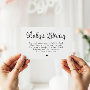 Carte de Baby shower minimaliste "Baby's Library"
