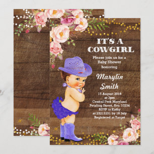 Carte de Baby shower Purple Russe Cowgirl