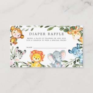 Carte de Baby shower Raffle Jungle Animaux