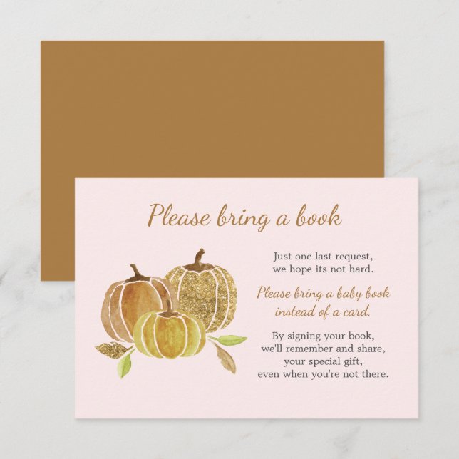 Carte de Baby shower rose Citrouille Aquarelle (Devant / Derrière)
