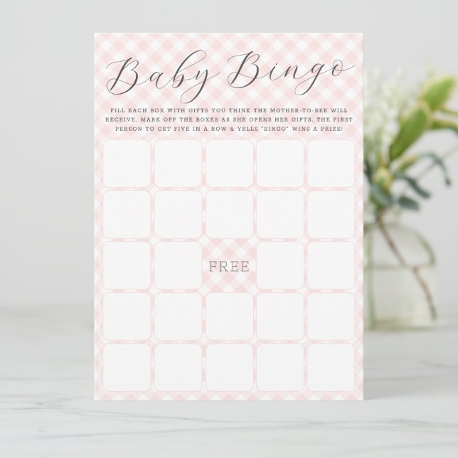 Carte de Baby shower Sweet En vichy Baby Bingo (Debout devant)