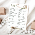 Carte de Baby shower Trivia pour animaux de forêt