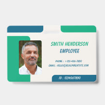 Carte de badge d'identification de photo d'employé