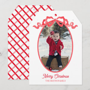 Carte de balise Red Ribbon Watercolor Holiday