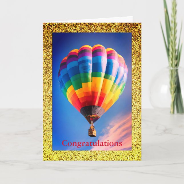 Carte de ballon à air chaud, carte de voeux 5" x 7 (Devant)