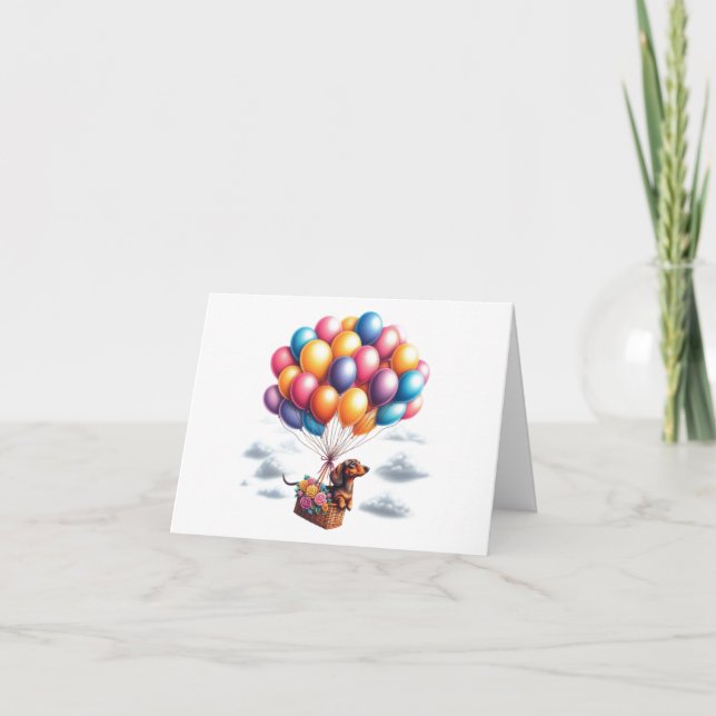 Carte de ballon à air chaud de dachshund pour tout (Devant)