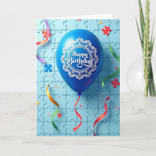 Carte de ballon bleu pour célébration d'anniversai