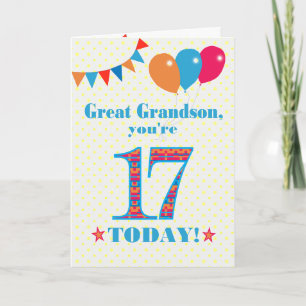 Carte de ballons à bascule Great Grandson 17th Bir