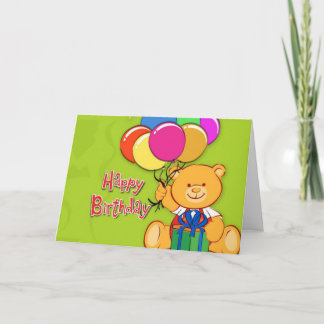 carte de ballons colorés pour ours en peluche mign