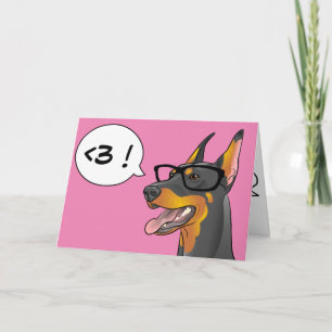 Carte de bande dessinée de geek de dobermann de