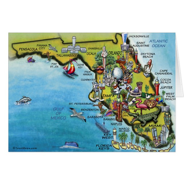 Carte de bande dessinée de la Floride (Devant horizontal)