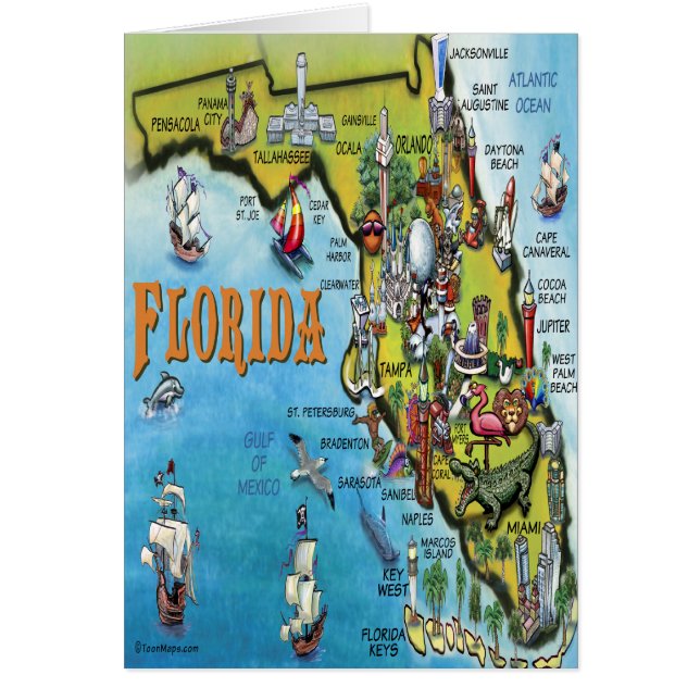 Carte de bande dessinée de la Floride (Devant)