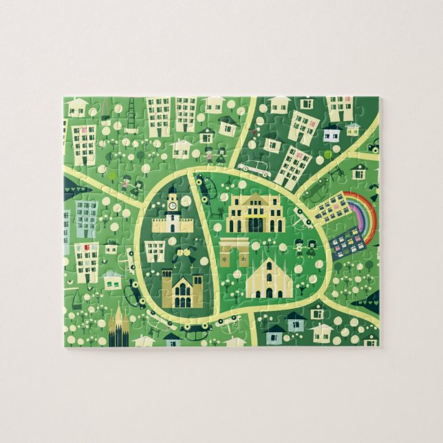 Carte de bande dessinée de puzzle de Milan (Horizontal)