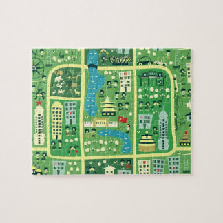 Carte de bande dessinée de puzzle de Pékin