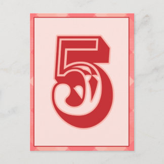 Carte de bannière de typographie rose Numéro "5"