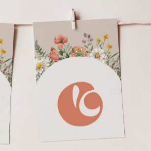 Carte de bannière haut-fauteuil "E" fleur sauvage