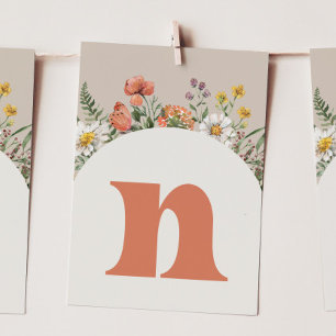 Carte de bannière haut-fauteuil "N" fleur sauvage