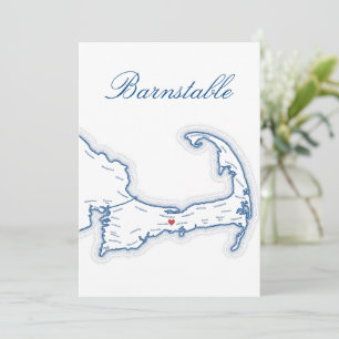 Carte de Barnstable pour table de mariage au Cap C