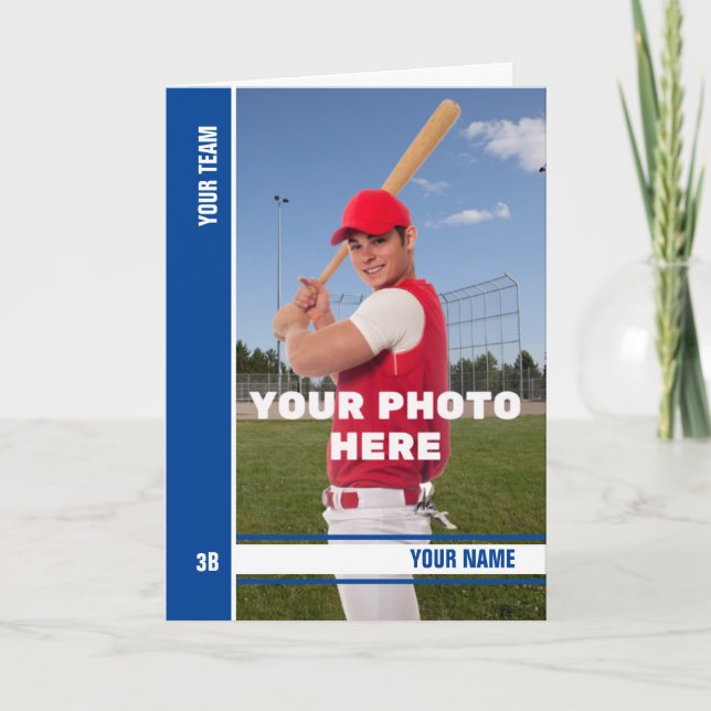 Carte de base-ball d'anniversaire Bleu Bande Bleue (Devant)