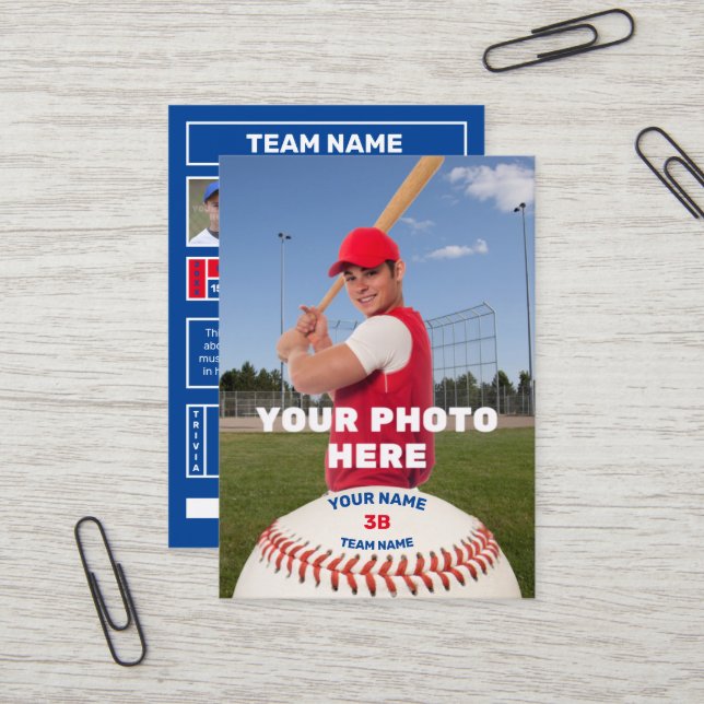 Carte de base-ball personnelle (statistiques de ba (Devant/Arrière en situation)