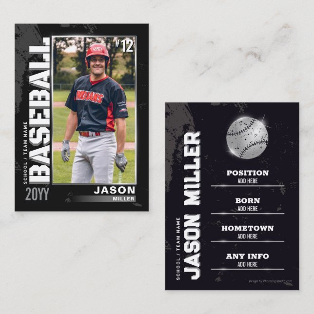 Carte de baseball de baseball de baseball de baseb (Devant / Derrière)