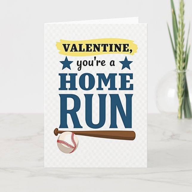 Carte de baseball de la Saint-Valentin Home Run (Devant)