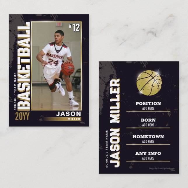 Carte de basket-ball, carte de basket-ball (Devant / Derrière)