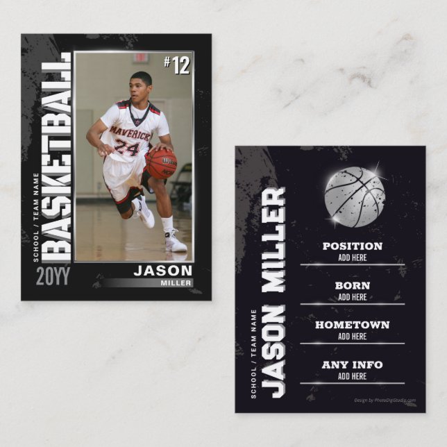 Carte de basket-ball, carte de basket-ball (Devant / Derrière)